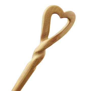 CrystalMood Handmade Carved Wood Hair Stick Twisted Heart Lignum-Vitae